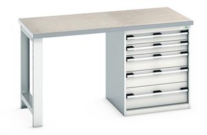 840mm High Benches Bott Bench 1500x750x840mm with Lino Top and 5 Drawer Cabinet